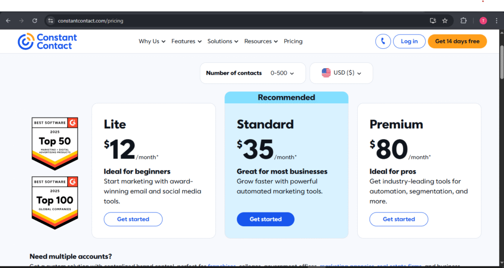 Constant Contact Pricing Plans
